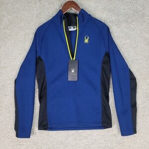 Spyder 1/4 Zip Sweater Jacket Men's Small Blue Black Yellow Outbound Stryker NEW